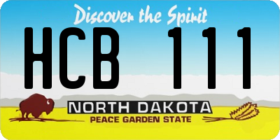 ND license plate HCB111