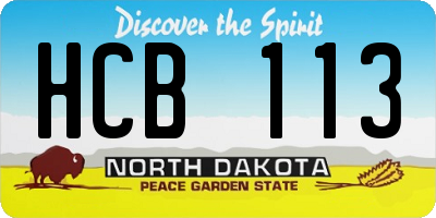ND license plate HCB113