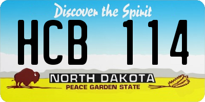 ND license plate HCB114