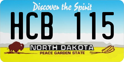 ND license plate HCB115