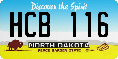 ND license plate HCB116