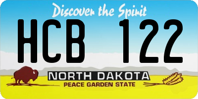 ND license plate HCB122