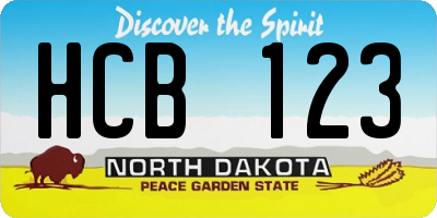 ND license plate HCB123