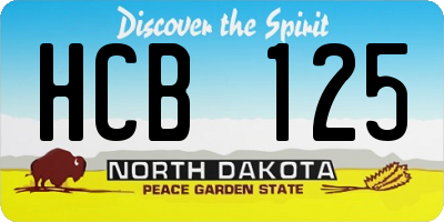 ND license plate HCB125