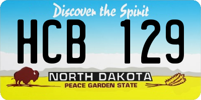 ND license plate HCB129