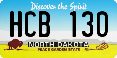 ND license plate HCB130