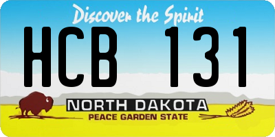 ND license plate HCB131