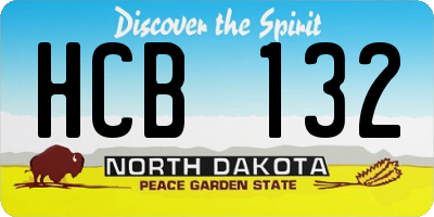 ND license plate HCB132