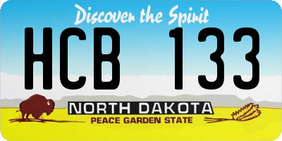 ND license plate HCB133