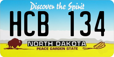 ND license plate HCB134