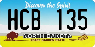 ND license plate HCB135