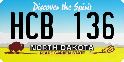 ND license plate HCB136
