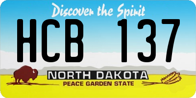 ND license plate HCB137