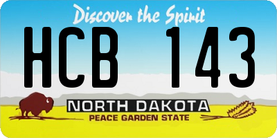 ND license plate HCB143