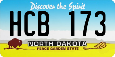 ND license plate HCB173