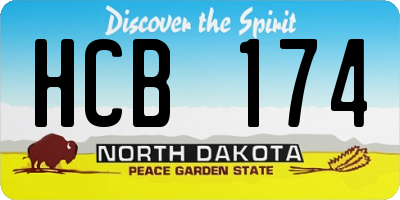 ND license plate HCB174