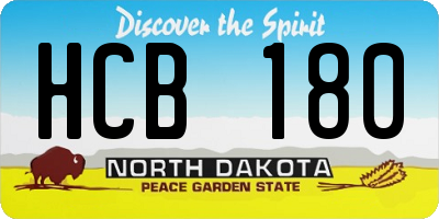 ND license plate HCB180