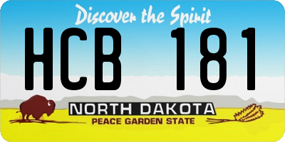 ND license plate HCB181