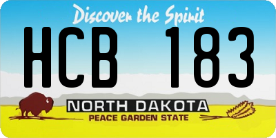 ND license plate HCB183