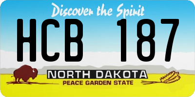 ND license plate HCB187