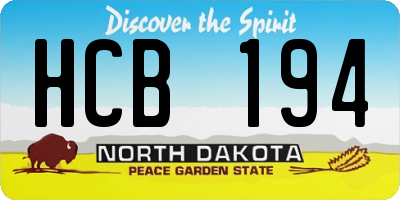 ND license plate HCB194