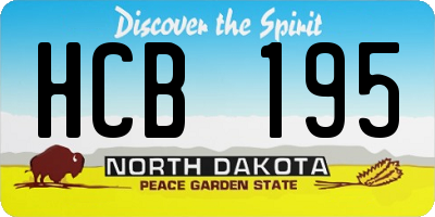 ND license plate HCB195