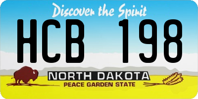 ND license plate HCB198