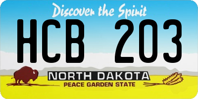 ND license plate HCB203