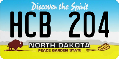 ND license plate HCB204