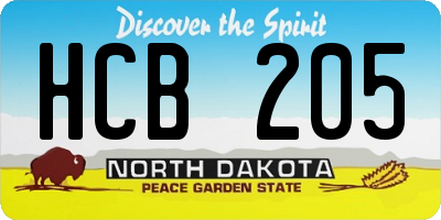 ND license plate HCB205