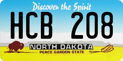 ND license plate HCB208