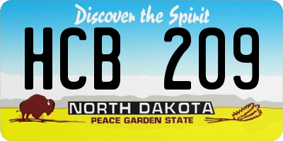 ND license plate HCB209