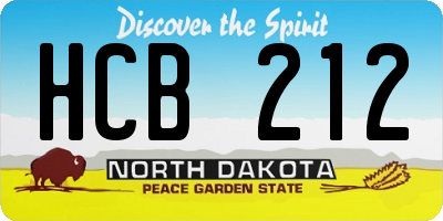 ND license plate HCB212