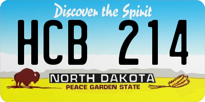 ND license plate HCB214