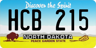 ND license plate HCB215