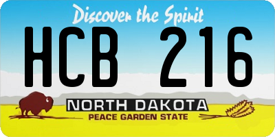 ND license plate HCB216