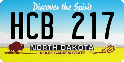 ND license plate HCB217