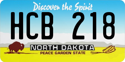 ND license plate HCB218