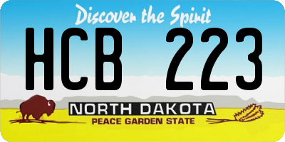 ND license plate HCB223