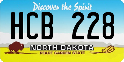 ND license plate HCB228