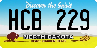 ND license plate HCB229