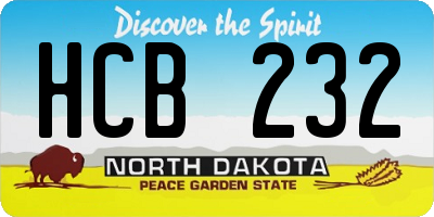 ND license plate HCB232