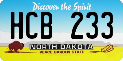 ND license plate HCB233