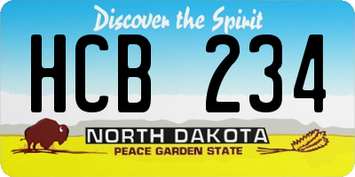 ND license plate HCB234