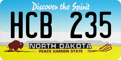 ND license plate HCB235