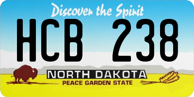 ND license plate HCB238