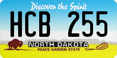 ND license plate HCB255