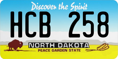 ND license plate HCB258