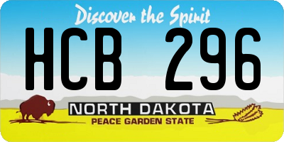 ND license plate HCB296