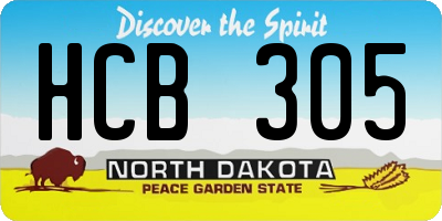 ND license plate HCB305